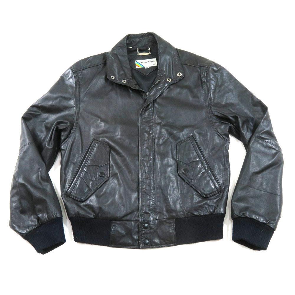 Members Only Bomber Jacket Europe Craft Rainbow Tag Sz 38 Black 1980s Vintage
